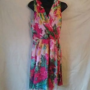 Jack. pink floral flared sleeveless dress-sz 8
